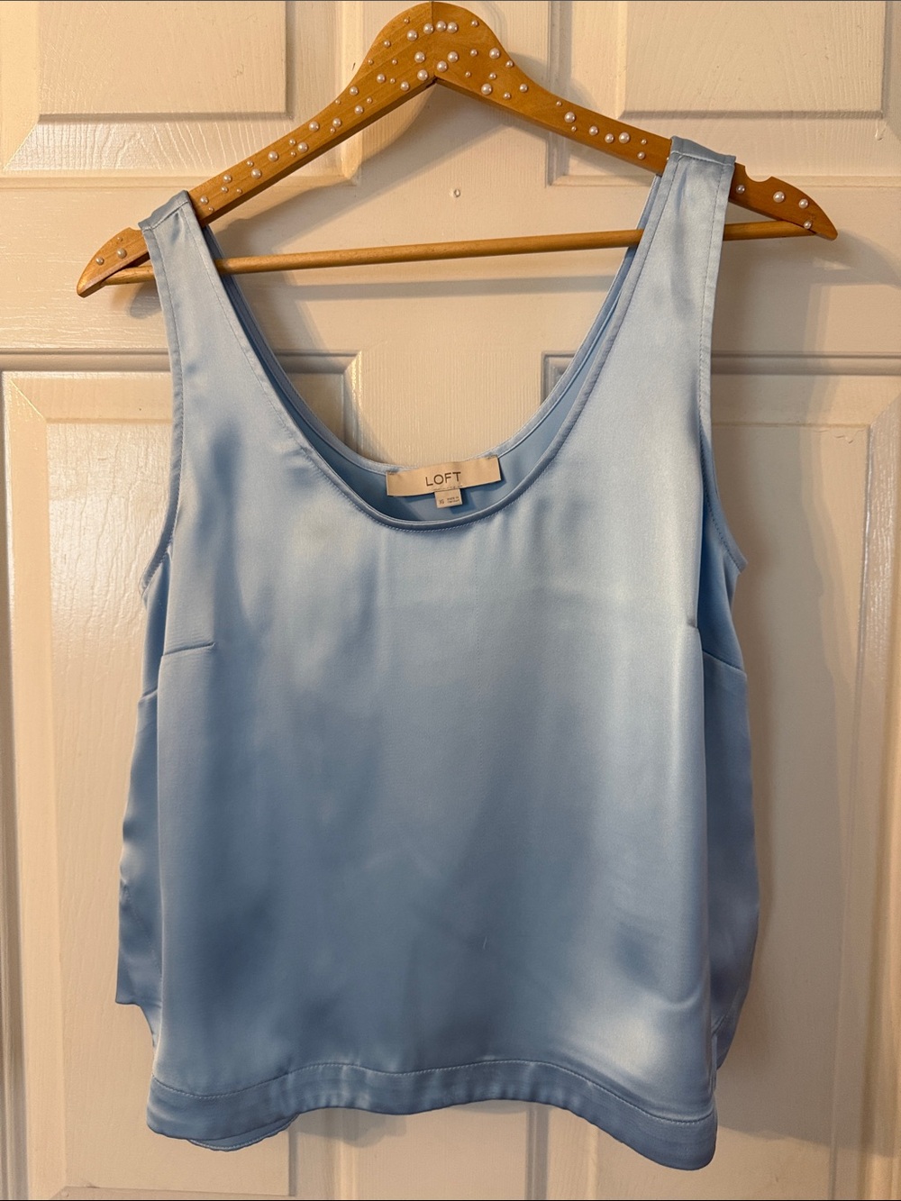 LOFT Pale Blue Satin Scoop Neck Camisole